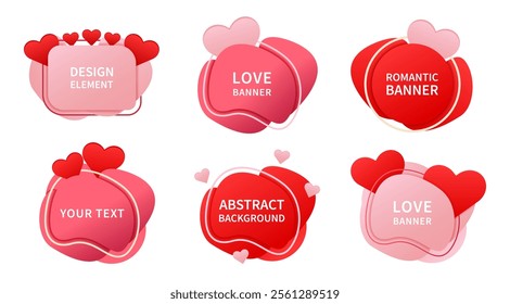 Graphic abstract elements on the theme of love. Valentine's day background collection. Romantic banner set