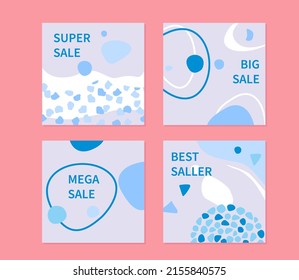 graphic abstract frames. Art vintage square templates, abstract circle, lines and dots elements cards. Trendy funky text frames.