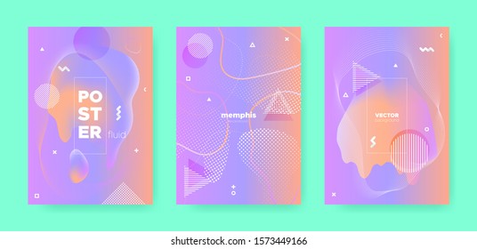 Graphic Abstract Geometric Background. 70s or 80s Effect. Violet Gradient Flow Shapes. Vector Pastel Wave Patterns. Abstract Geometric Elements. Wave Gradient Shape. Memphis Geometric Elements.