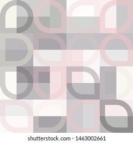Graphic with abstract geometric shapes. Different shades of grey and pink color. Vector illustration