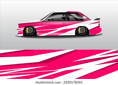Graphic abstract line racing background kit design for vehicle, race car, rally, adventure and livery wrapping