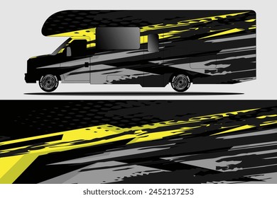 Graphic abstract line racing background kit design for wrap vehicle, race car, rally, adventure and livery stickers