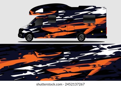 Graphic abstract line racing background kit design for wrap vehicle, race car, rally, adventure and livery stickers
