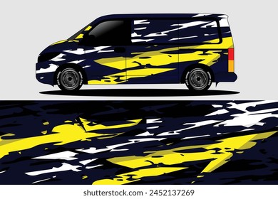 Graphic abstract line racing background kit design for wrap vehicle, race car, rally, adventure and livery stickers