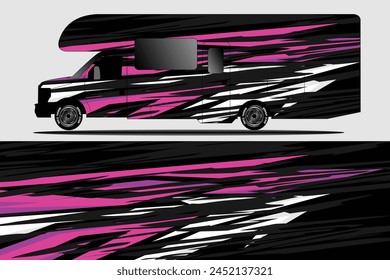 Graphic abstract line racing background kit design for wrap vehicle, race car, rally, adventure and livery stickers