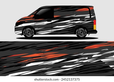Graphic abstract line racing background kit design for wrap vehicle, race car, rally, adventure and livery stickers