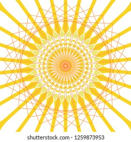 graphic abstract linear flower in clear yellow white shades