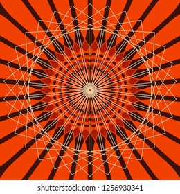 graphic abstract linear flower in Indian orange shades