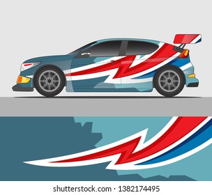 Graphic abstract stripe racing background designs for vehicle, rally, race, advertisement, adventure and livery car