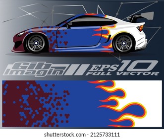 Graphic abstract stripe racing background designs for vehicle, rally, race, adventure and car racing livery. - Vector