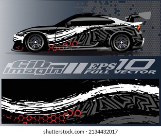 Graphic abstract stripe racing background designs for vehicle, rally, race, adventure and car racing livery
