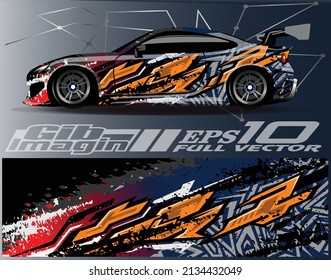 Graphic abstract stripe racing background designs for vehicle, rally, race, adventure and car racing livery