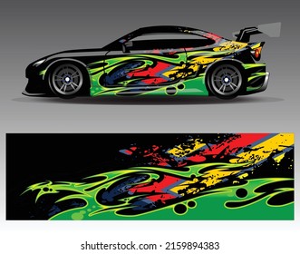 Graphic abstract stripe racing background designs for vehicle, rally, race, adventure and car racing livery