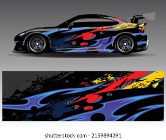Graphic abstract stripe racing background designs for vehicle, rally, race, adventure and car racing livery