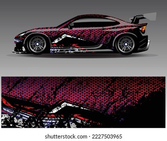 Grafikabstrakter, abstrakter Streifen-Hintergrund-Kit-Designs für Wrackwagen-Rallye-Abenteuer und Livery