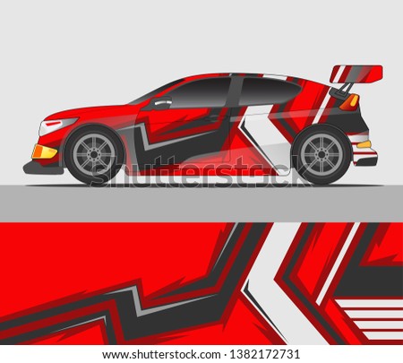 Graphic abstract stripe racing background designs for vehicle, rally, race, advertisement, adventure and livery car