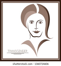 Graphic abstract with transgender (androgynous). Suitable for invitation, flyer, sticker, poster, banner, card, label, cover, web. Vector illustration.