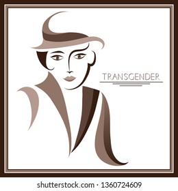 Graphic abstract with transgender (androgynous). Suitable for invitation, flyer, sticker, poster, banner, card, label, cover, web. Vector illustration.