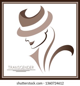 Graphic abstract with transgender (androgynous). Suitable for invitation, flyer, sticker, poster, banner, card, label, cover, web. Vector illustration.