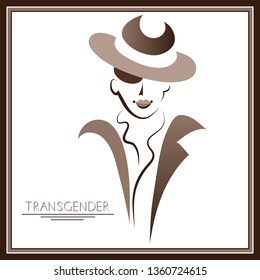 Graphic abstract with transgender (androgynous). Suitable for invitation, flyer, sticker, poster, banner, card, label, cover, web. Vector illustration.