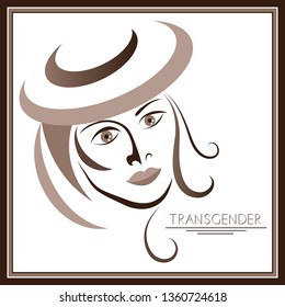 Graphic abstract with transgender (androgynous). Suitable for invitation, flyer, sticker, poster, banner, card, label, cover, web. Vector illustration.