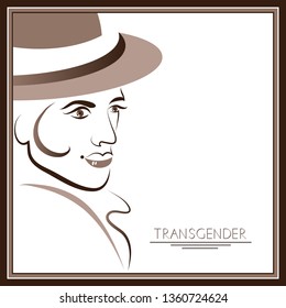 Graphic abstract with transgender (androgynous). Suitable for invitation, flyer, sticker, poster, banner, card, label, cover, web. Vector illustration.