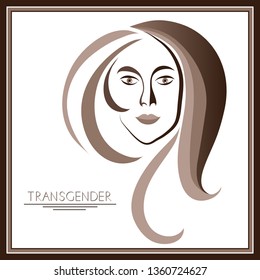 Graphic abstract with transgender (androgynous). Suitable for invitation, flyer, sticker, poster, banner, card, label, cover, web. Vector illustration.