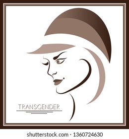 Graphic abstract with transgender (androgynous). Suitable for invitation, flyer, sticker, poster, banner, card, label, cover, web. Vector illustration.
