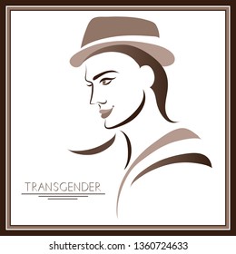 Graphic abstract with transgender (androgynous). Suitable for invitation, flyer, sticker, poster, banner, card, label, cover, web. Vector illustration.