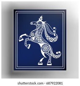 Graphic abstract unicorn (monoceros) in line art style. Mythical creature. Suitable for invitation, flyer, sticker, poster, banner, card, label, cover, web. Vector illustration.
