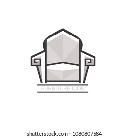 Graphic abstract vector royal sofa in baroque style on white isolated background. Antique Victorian-style furniture for design. an exclusive chair for VIP-person. Logotype, Logo