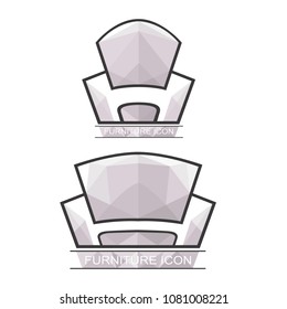 Graphic abstract vector royal sofa in baroque style on white isolated background. Antique Victorian-style furniture for design. an exclusive chair for VIP-person. Logotype, Logo