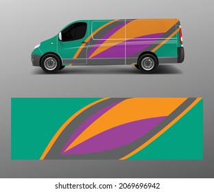 Graphic abstract wave designs for wrap vehicle, race car, branding car. Pick up truck and cargo van car wrap design vector.