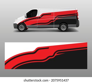 Graphic abstract wave designs for wrap vehicle, race car, branding car. Pick up truck and cargo van car wrap design vector.
