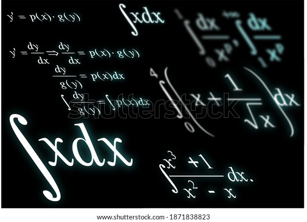 Graphic Abstraction Differential Equations Integrals Formulas Stock ...