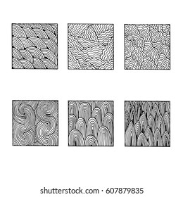 Graphic abstraction patterns. Black and white vector whiteboard drawing.