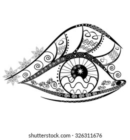 Graphic abstracy eyes of black and white shapes and lines. Vector Illustrator