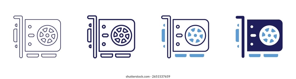 Graphic acceleration icon in 4 different styles. Thin Line, Line, Bold Line, Duotone. Duotone style. Editable stroke.