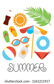 graphic accessories for beach, vector