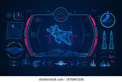 Graphic Of Air Fighter With Missile Launcher Interface