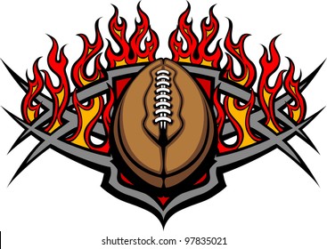 Graphic American Football vector image template with flames