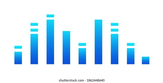 Graphic of amplitude or audio range effect. Chart of sound wave isolated on white background. Colorful equalizer or melody visualization. Flat vector illustration
