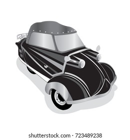 Graphic, Ancient car Classic car with black-white on white background, Vector illustration