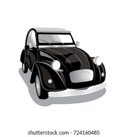Graphic, Ancient car Classic car with black-white on white background, Vector illustration