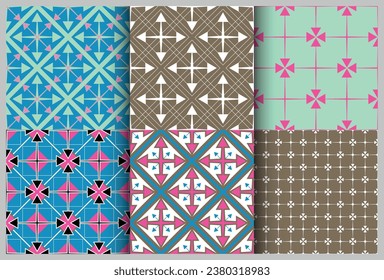 graphic arrows ornament seamless pattern set