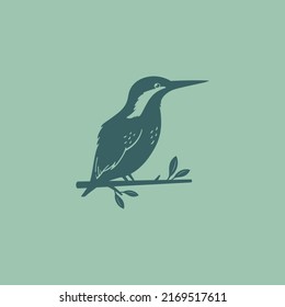 Graphic art bird kingfisher. Perfect for brand decoration vector illustration