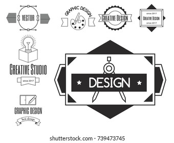 Graphic art design logo company identity decoration collection abstract business shape and technology modern web geometric tag vector illustration.
