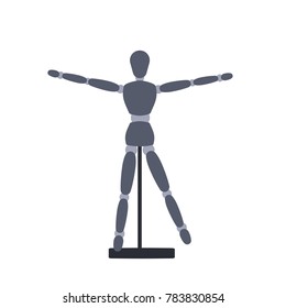Graphic art doll, pose-able figure & stand icon.