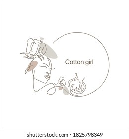 graphic art line flower cotton Girl 