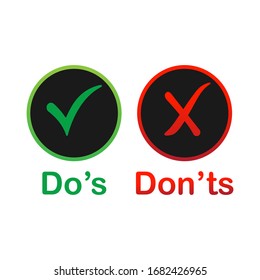 Graphic art logo design element isolated on white background. Concept of do or don't symbol like decision.